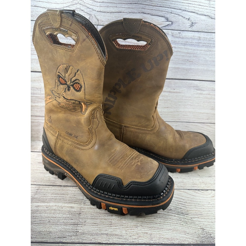 Cody James Men's Brown 11" Decimator Composite Toe Western Work Boots Size 8.5 D